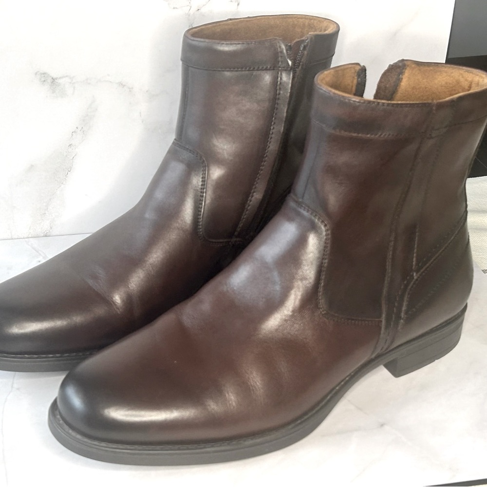 Florsheim Midtown Plain Toe Zip Boot - Brown Leather